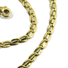 Cargar imagen en el visor de la galería, Cadena sólida plana de oro blanco amarillo de 18 k con óvalos de 4 mm, largo 19,7&quot;, hecha en Italia
