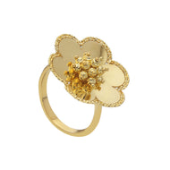 18k yellow gold ring with big 22mm finely worked flower