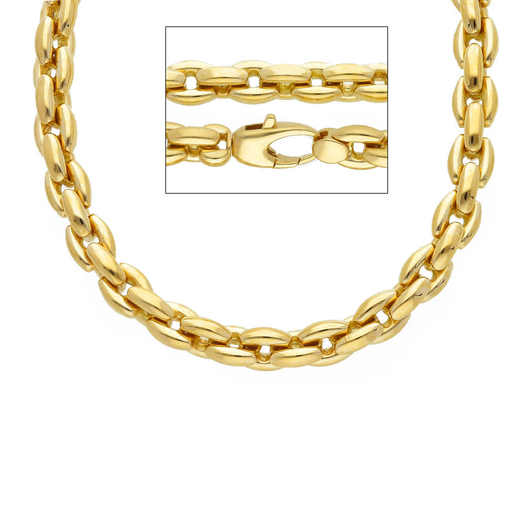 18k yellow gold chain big 6.5mm rounded oval links, 18