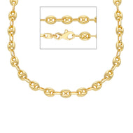 18k yellow or white gold big mariner chain 4 mm, 20 inches, Italy made, rounded necklace