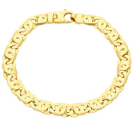 SOLID 18K YELLOW GOLD BRACELET FLAT BIG 8mm TIGER EYE INFINITE LINK, 21 CM, 8.6