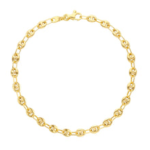 Load image into Gallery viewer, 18k yellow gold mariner bracelet 4 mm, 7.1 inches, anchor rounded oval link
