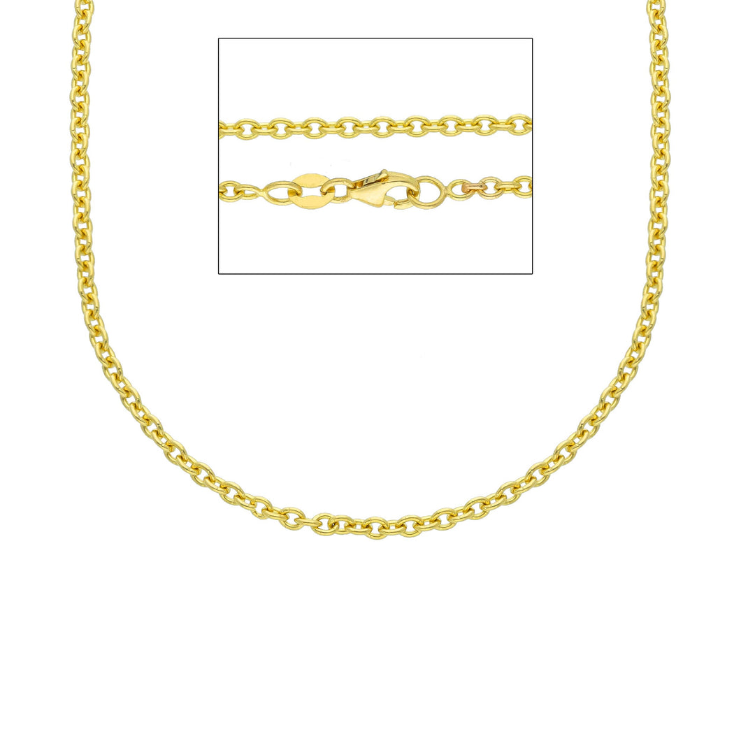 18k solid yellow gold 2mm rolo chain, length 60 cm 23.6