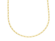 SOLID 18K YELLOW GOLD CHAIN NECKLACE THIN TIGER EYE OVAL FLAT LINKS 2mm, 22