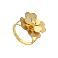 18k yellow gold ring with big satin 20mm flower on top
