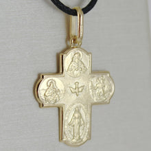 Load image into Gallery viewer, SOLID 18K YELLOW SCAPULAR 4 WAY CROSS SACRED HEART MIRACULOUS CHRISTOPHER CARMEL MEDAL, 21MM
