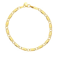 9K YELLOW GOLD BRACELET FLAT GOURMETTE CURB ALTERNATE WITH OVAL 4mm LINK, 8.3