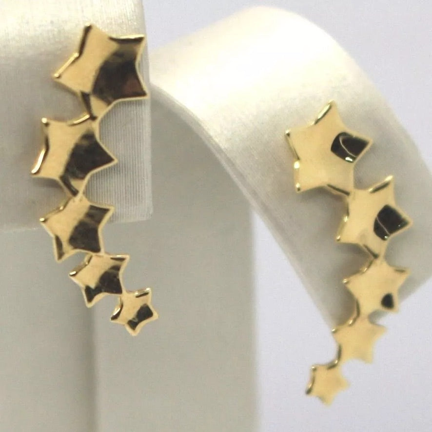 18k yellow gold pendant star earrings, length 20mm, Made in Italy