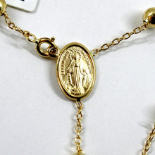 将图片加载到图库查看器，18k yellow gold Rosary necklace Miraculous medal &amp; Jesus Cross, 5mm spheres, 25"
