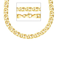 18K YELLOW GOLD CHAIN TIGER EYE INFINITY FLAT BIG LINKS 5.5 mm, LENGTH 60cm