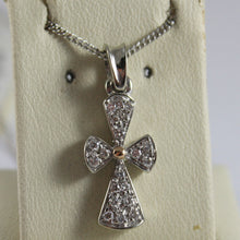 Load image into Gallery viewer, SOLID 18K WHITE GOLD NECKLACE WITH CROSS, DIAMONDS, DIAMOND MADE IN ITALY
