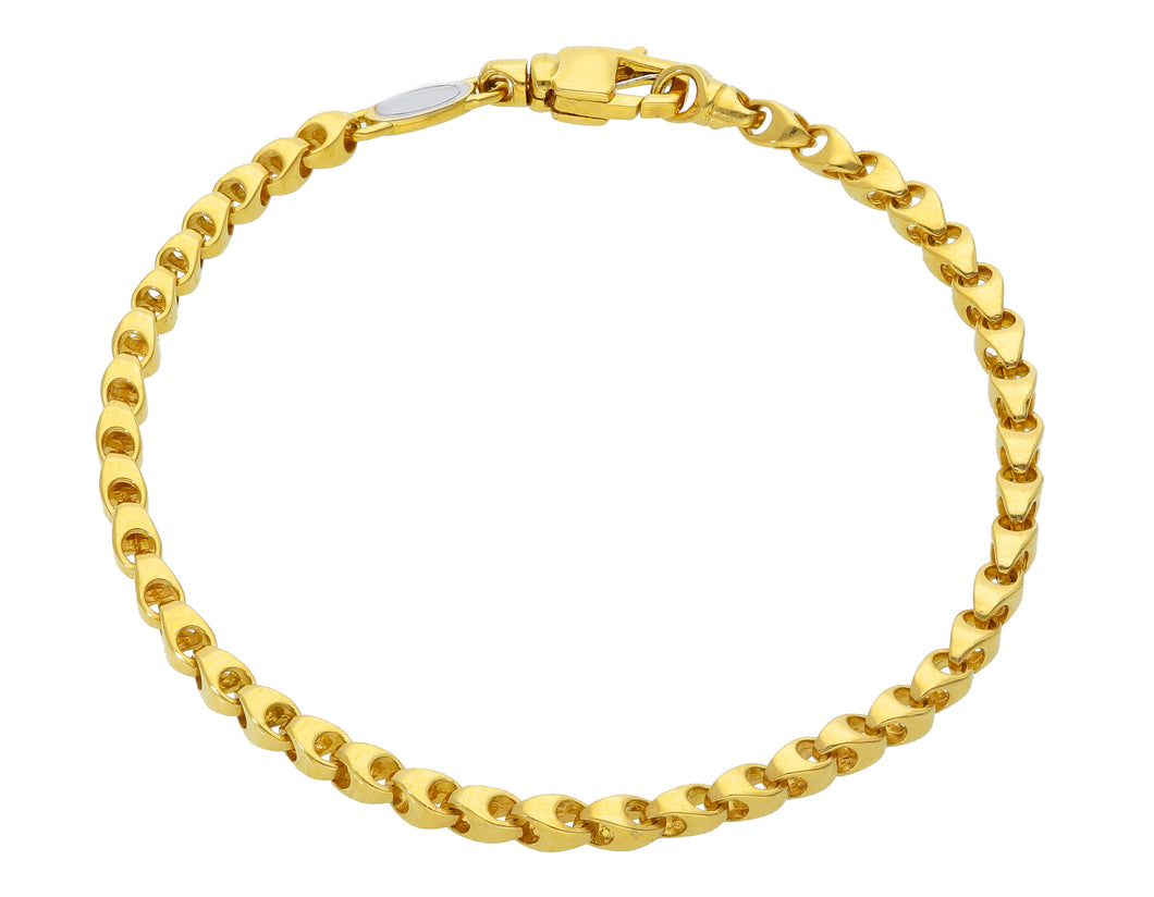 SOLID 18K YELLOW GOLD BRACELET, 8.3 INCHES, 3 MM DROP TUBE LINK, POLISHED.