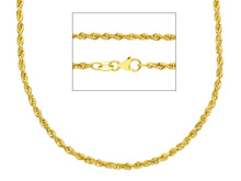 Load image into Gallery viewer, SOLID 18K YELLOW GOLD 2.2 mm ROPE CHAIN, 24 INCHES, BRAIDED, MADE IN ITALY.
