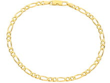 Load image into Gallery viewer, SOLID 18K YELLOW GOLD BRACELET 3.5mm SQUARED FIGARO GOURMETTE ALTERNATE 3+1 8.3&quot;.
