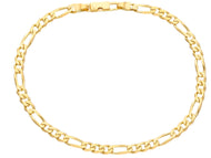 SOLID 18K YELLOW GOLD BRACELET 4.2mm SQUARED FIGARO GOURMETTE ALTERNATE 3+1 8.3
