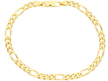 Load image into Gallery viewer, SOLID 18K YELLOW GOLD BRACELET 5mm SQUARED FIGARO GOURMETTE ALTERNATE 3+1 8.3&quot;.
