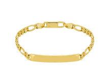 Load image into Gallery viewer, SOLID 18K YELLOW GOLD BRACELET 4.2mm FIGARO 3+1 CUBAN CURB ENGRAVING PLATE, 8.3&quot;.
