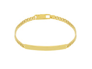 SOLID 18K YELLOW GOLD BRACELET GOURMETTE CUBAN CURB 4mm, ENGRAVING PLATE, 8.3