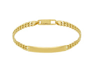 SOLID 18K YELLOW GOLD BRACELET GOURMETTE CUBAN CURB 5mm, ENGRAVING PLATE, 8.3