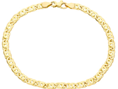 SOLID 18K YELLOW GOLD BRACELET FLAT 5.5 MM TIGER EYE INFINITE LINK, 21 CM, 8.3