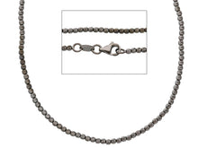 Load image into Gallery viewer, BURNISHED BLACK 18K GOLD CHAIN FINELY WORKED SPHERES 2 MM DIAMOND CUT BALLS, 20&quot;.
