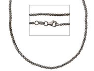 BURNISHED BLACK 18K GOLD CHAIN FINELY WORKED SPHERES 2 MM DIAMOND CUT BALLS, 20