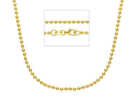 18k yellow gold 2mm smooth balls ball spheres chain, length 60cm 24