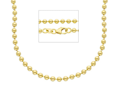 18k yellow gold 2.5mm smooth balls ball spheres chain length 50cm 20