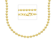 18k yellow gold 2.5mm smooth balls ball spheres chain length 45cm 18