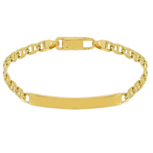 Load image into Gallery viewer, SOLID 18K YELLOW GOLD BRACELET 3.8mm FLAT MARINER OVAL LINK ENGRAVING PLATE 8.3&quot;.
