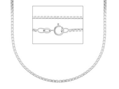 SOLID 18K WHITE GOLD CHAIN 1.5mm VENETIAN SQUARE BOX 16