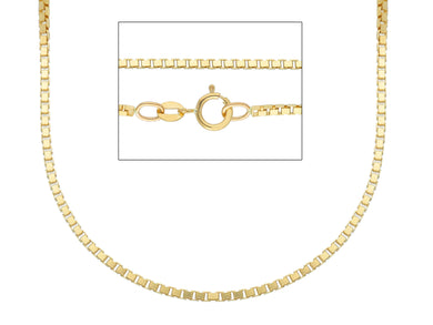 SOLID 18K YELLOW GOLD CHAIN 1.5mm VENETIAN SQUARE BOX 16