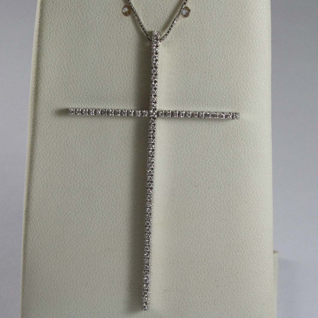 SOLID 18K WHITE GOLD NECKLACE WITH BIG CROSS, DIAMONDS, DIAMOND