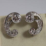 SOLID 18K WHITE GOLD EARRINGS, ETHNYC STYLE WITH DIAMONDS, DIAMOND MADE IN ITALY