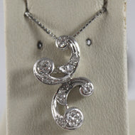 COLLAR DE ORO BLANCO MACIZO DE 18 QUILATES, ESTILO ÉTNICO CON DIAMANTES, HECHO EN ITALIA