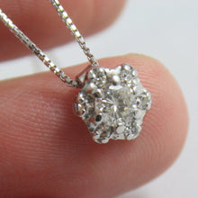 Load image into Gallery viewer, SOLID 18K WHITE GOLD NECKLACE, FLOWER, SUN WITH DIAMONDS, DIAMOND MADE IN ITALY
