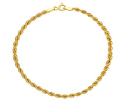 18K YELLOW GOLD BRACELET, 3.5 MM BRAID ROPE LINK, 7.50 INCH LONG, MADE IN ITALY.
