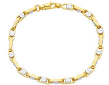 Load image into Gallery viewer, 18K YELLOW WHITE GOLD BRACELET 4.5mm ROUNDED OVAL LINK WITH BUTTON, 21cm 8.3&quot;.
