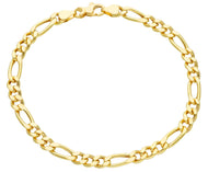 18k yellow gold bracelet big 5 mm rounded figaro gourmette alternate 3+1, 8.3