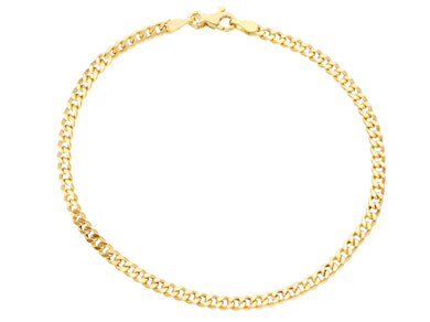 18K YELLOW GOLD BRACELET LITTLE GOURMETTE LINK 2.5 MM, 7.50 INCHES MADE IN ITALY.
