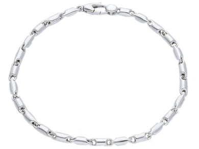 18k white gold bracelet 3.5mm alternate rounded tube link, 21cm 8.3