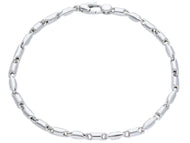 18k white gold bracelet 3.5mm alternate rounded tube link, 21cm 8.3
