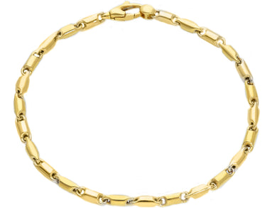18k yellow gold bracelet 3.5mm alternate rounded tube link, 21cm 8.3