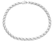 18k white gold bracelet 4mm tube rounded drop link, made in Italy, 21cm 8.3