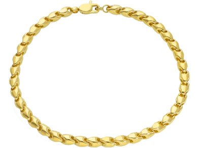 18k yellow gold bracelet 4mm tube rounded drop link, made in Italy, 21cm 8.3