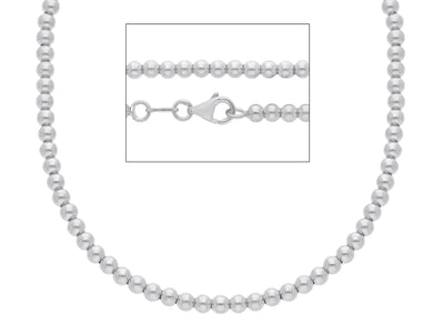18k white gold 3 mm balls chain, 18 inches, smooth spheres, made in Italy.
