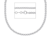 18k white gold 3 mm balls chain, 18 inches, smooth spheres, made in Italy.