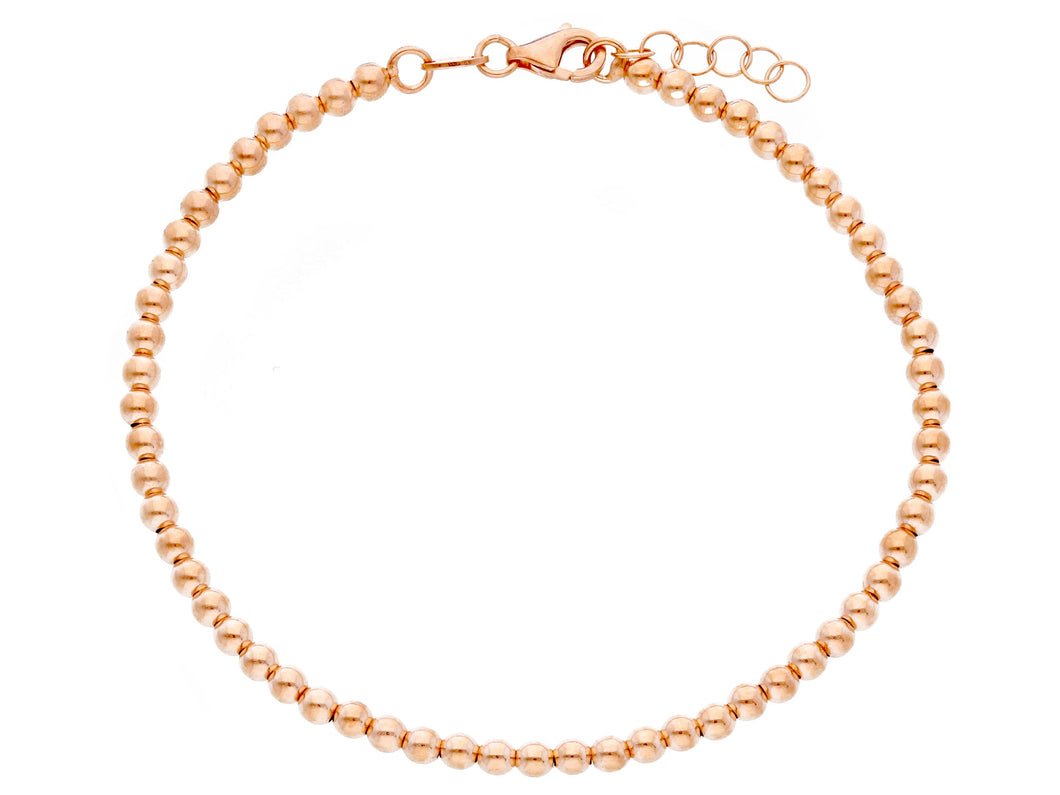 18k rose gold 3mm balls bracelet, 18cm, 7.1