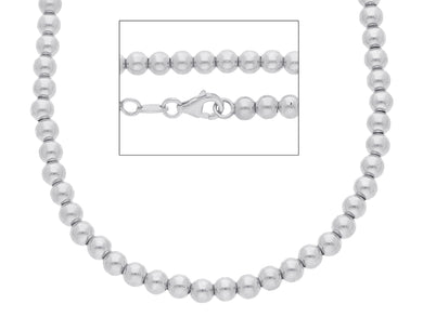 18k white gold 4 mm balls chain, 18 inches, smooth spheres, made in Italy.