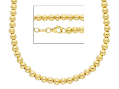 18k yellow gold 4 mm balls chain, 18 inches, smooth spheres, made in Italy.